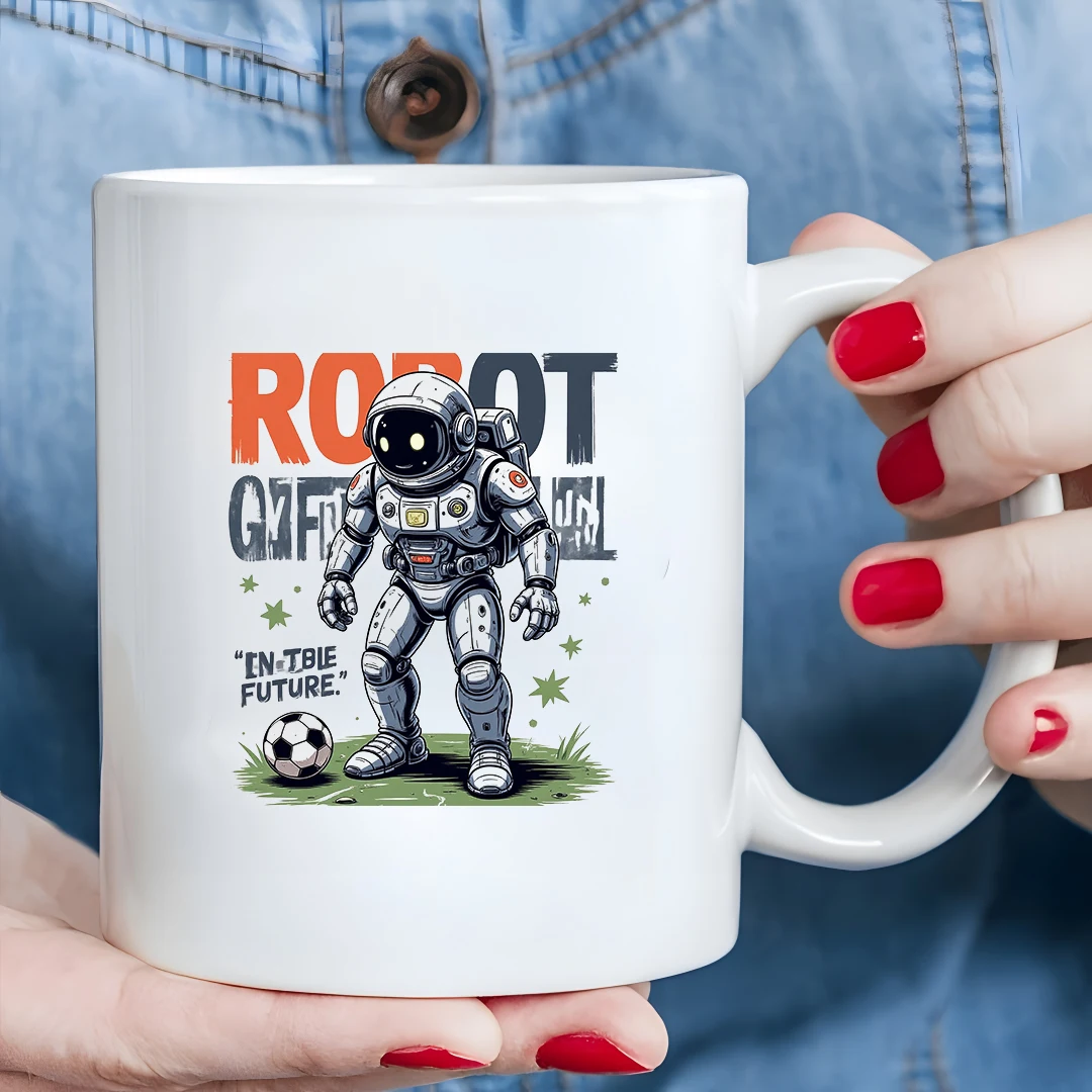 

11oz Robot Soccer Cup + Space Kid's Fun Cup Christmas Gift Home Office Cup