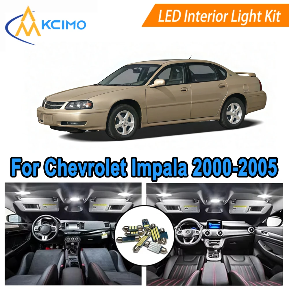 

LED Kit Interior Light Bulbs For Chevrolet Impala 2000-2005 Dome, Map, Door, Trunk Bright White/Blue Easy Plug & Play​