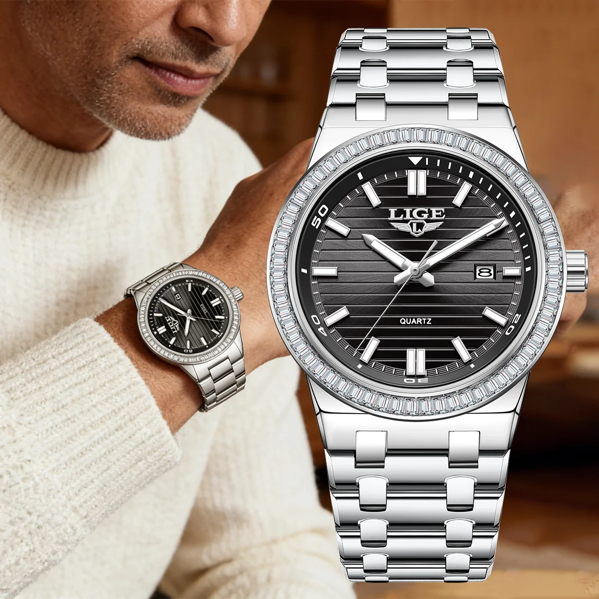 

Новые мужские часы LIGE: простые, стильные, с календарем, светящиеся, водонепроницаемые, кварцевые, спортивные, подарок для мужчин.