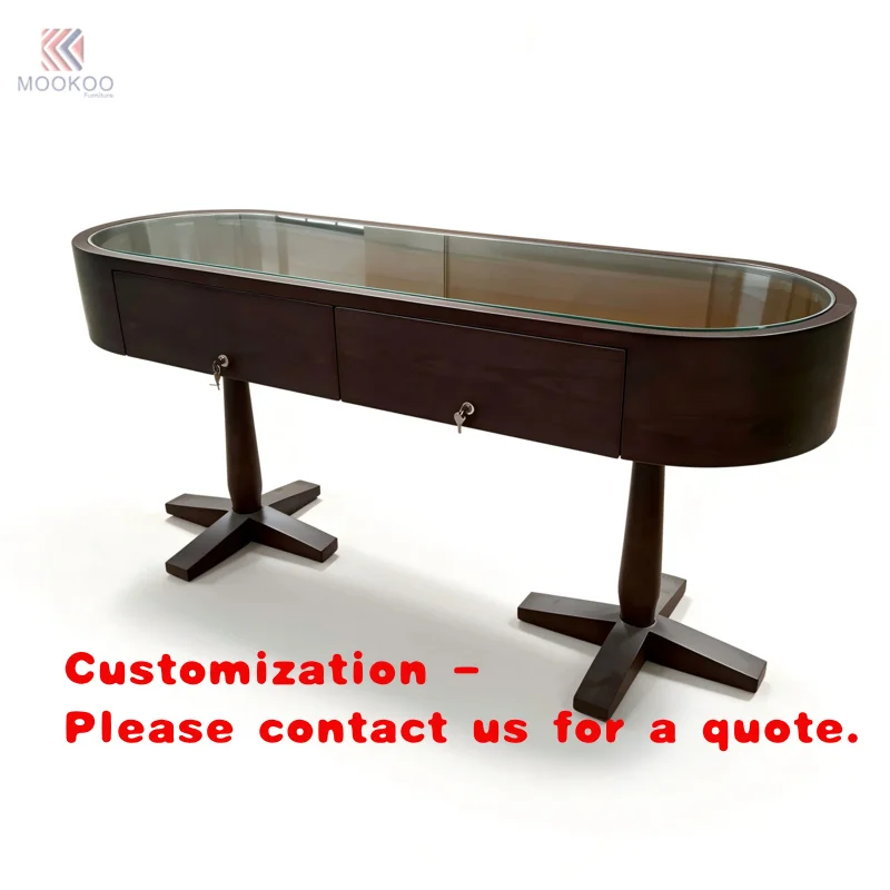 custom.Modern Rotating Detachable Dual Station Glass Top Counter Storage Black Gold Metal Island Display Cabinet LED Lighting