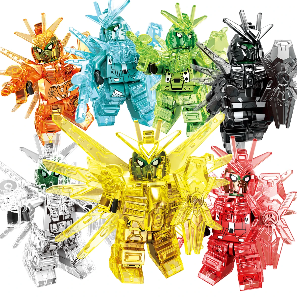 Glow in The Dark Mecha Robot Building Blocks, Figure Model Kit with Luminescent Arms & Weapons, STEM Construction Toys for Boys