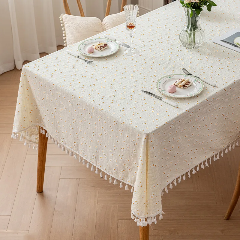 Spot small daisy tablecloth ins wind fresh photo picnic cloth background cloth literary dormitory desk cotton linen fabrics