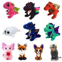 15cm Ty Beanie Animal Plush Doll Color Dinosaur Sequins Dinosaur Series Smooth Soft Plush Toy Birthday Christmas Gift