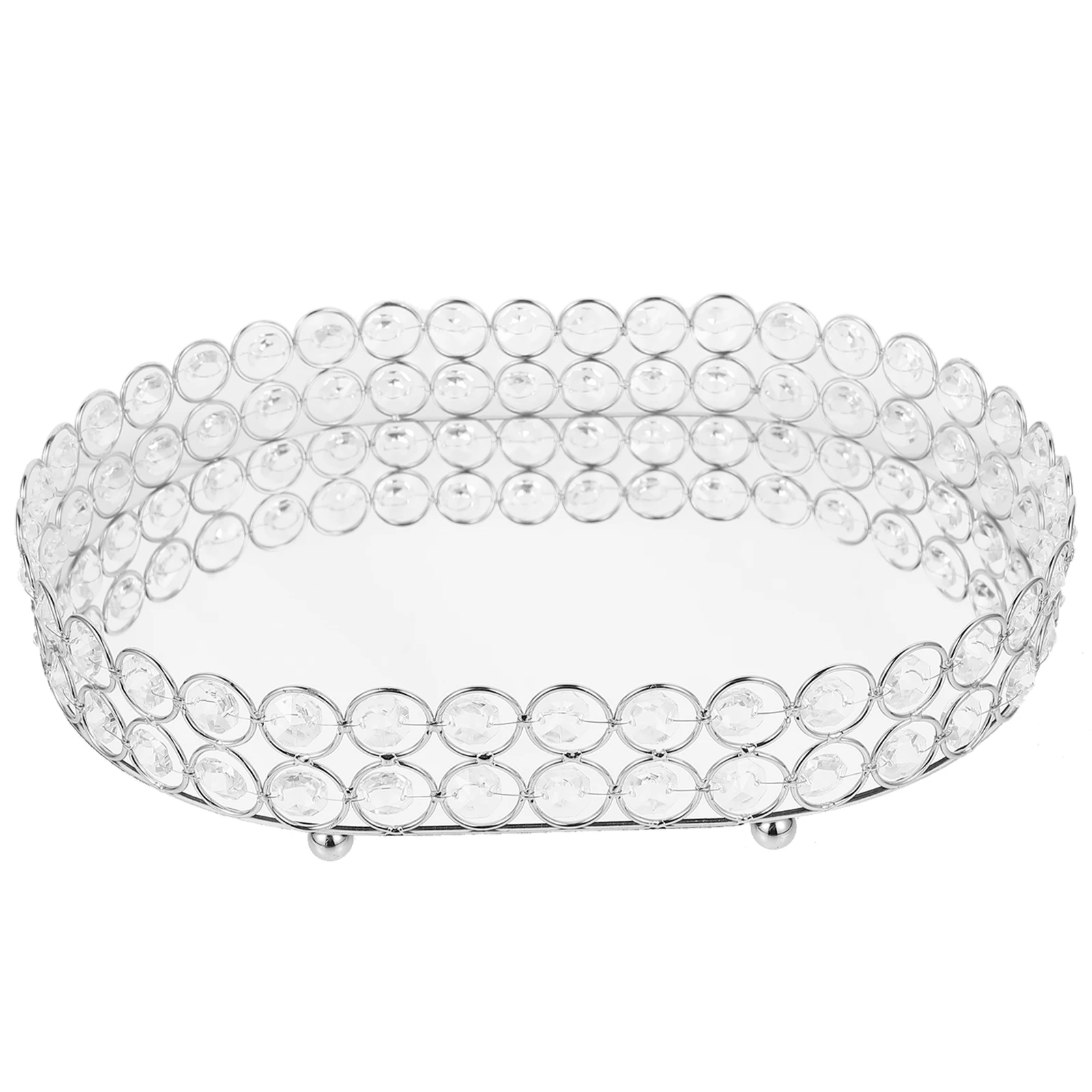 

Jewelry Display Tray Silver Dish Trinket Plate Cake Pan Holder Iron Organizers and Storage Miss Ring for