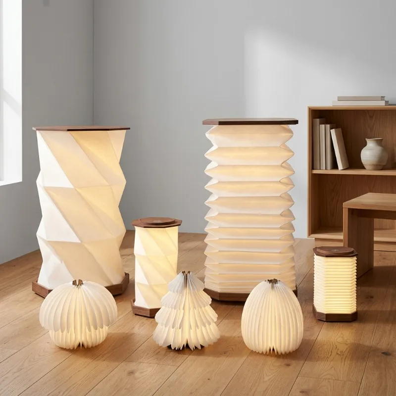 Unique handmade products, low-priced products, ABS pattern rotating rechargeable folding paper lamps, promotional gifts