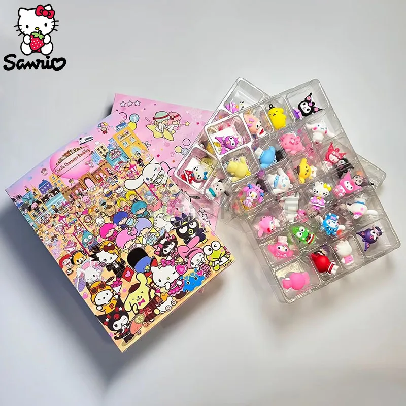 Sanrio Accessories Hello Kitty Christmas Advent Calendar Blind Box Cinnamoroll Anime Figures Kuromi My Melody Xmas Gift Kid Toy