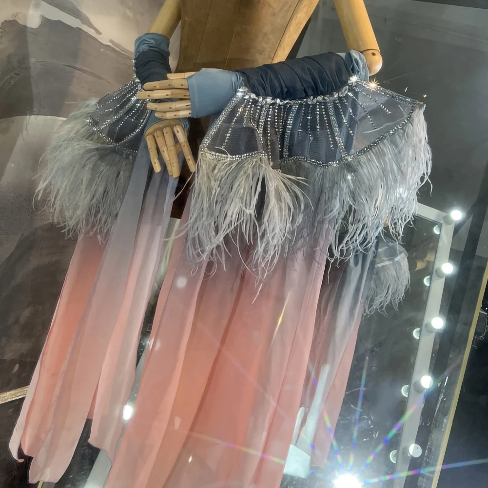 Floating Sleeves Ballroom Accessories New Products Stage Accessories Rhinestone Samba Ostrich Hair Modern Arm Decoration