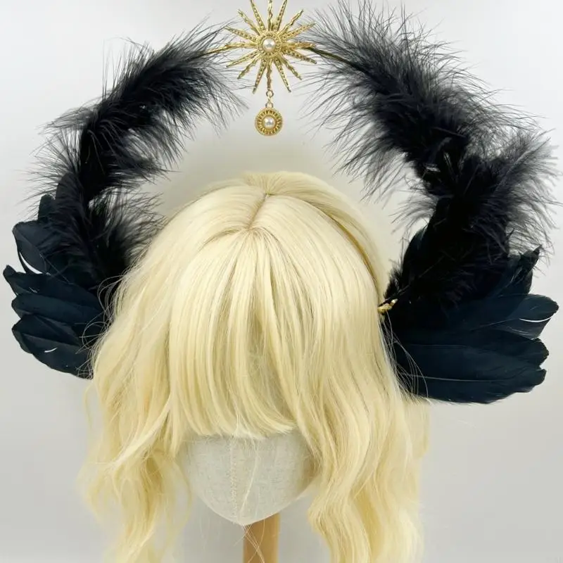DXAE FEATH PARTE PENENTE DUPLA CAMADA TIARAS HABELHOOP PARA MULHERES MENINAS PARA ACESSORES COSPLAY FESTO
