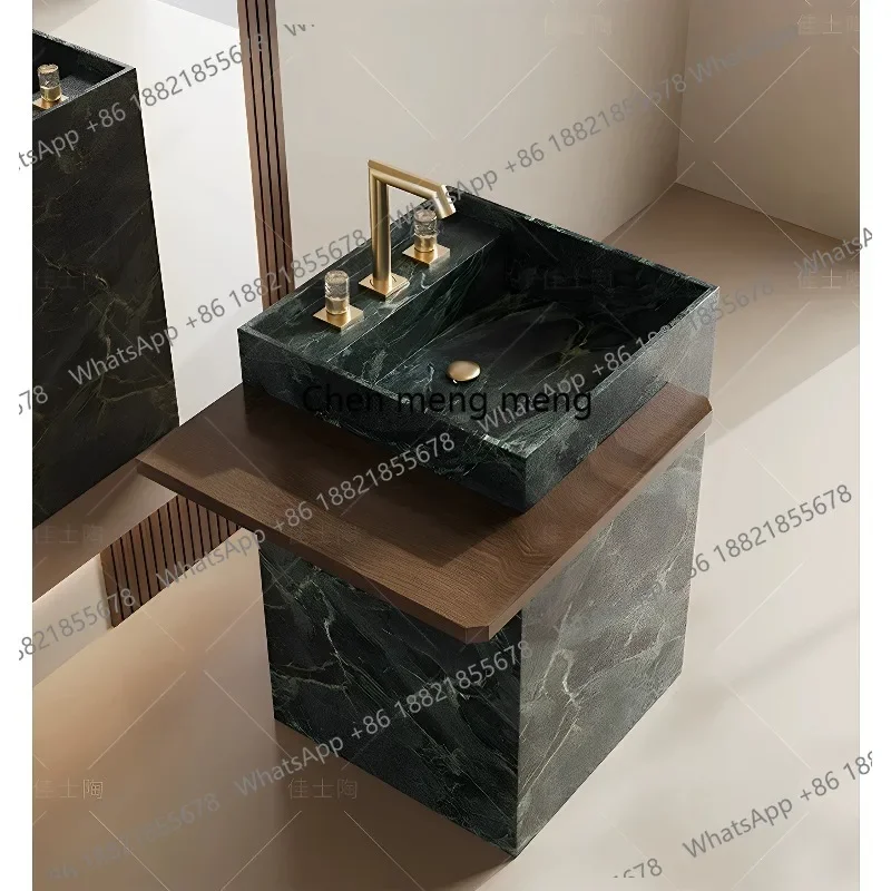 X188 Hotel commercial public villa wabi-sabi rock slab column basin outdoor floor-to-ceiling travertine wash basin