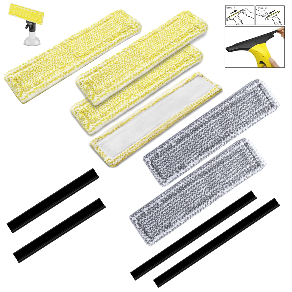 For Karcher WV2 WV5 Window Vacuum Cleaner Washable Mop Cloth Spare Parts Glass Clean Rags Rubber Strip Wipe Window Cleaner