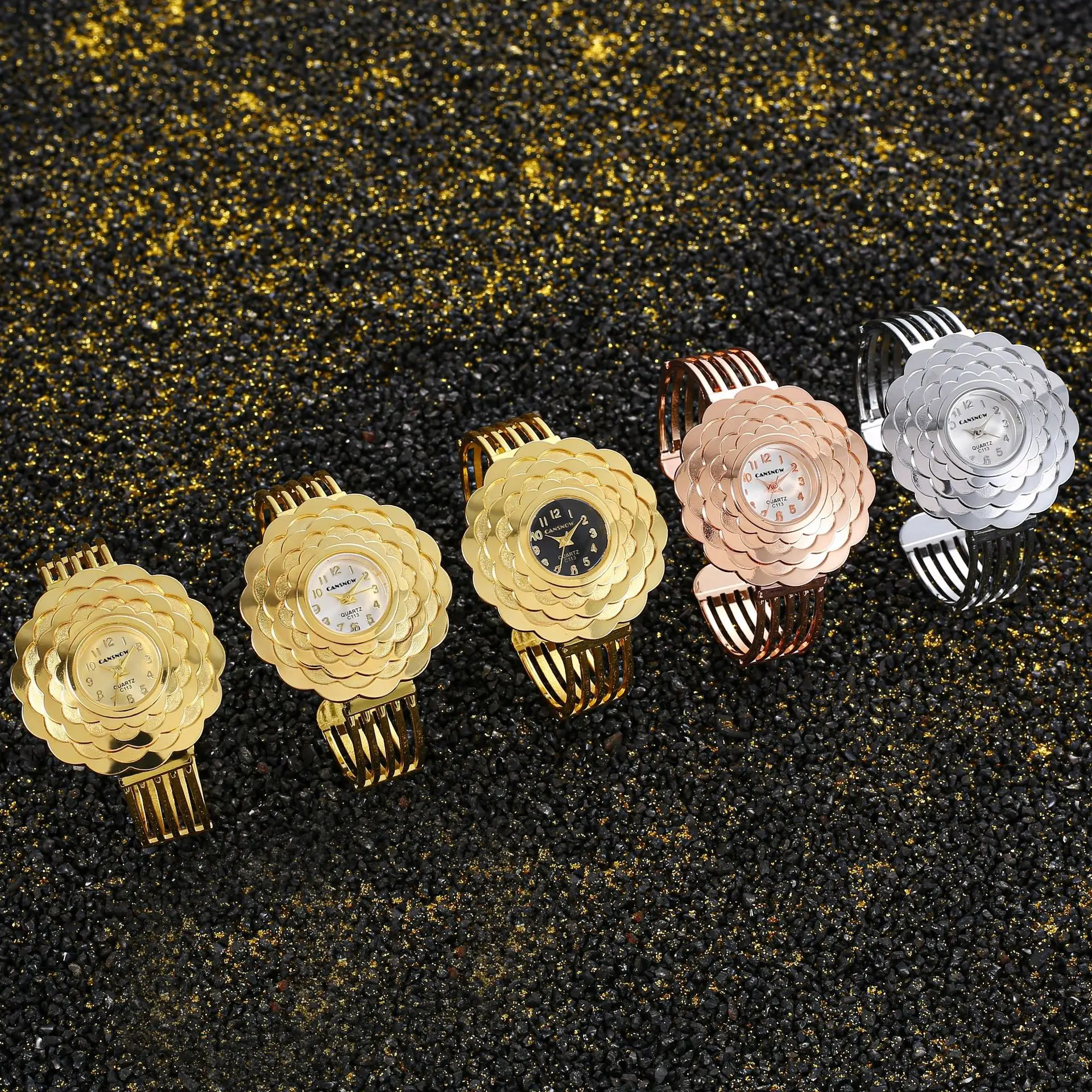 Orologi da donna con quadrante floreale con diamanti di lusso Orologio da donna elegante in acciaio inossidabile con cinturino al quarzo Orologio da polso femminile reloj