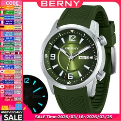 BERNY Diver Watch for Men 20ATM Automatic Diving Watch Mechanical Polaris Wristwatch Super Luminous Stainless Steel Mens Watches