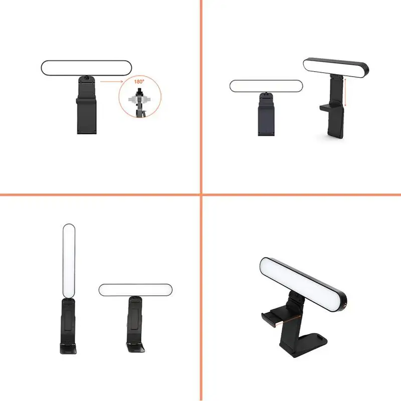 360 Degree Rotating Phone Light 40 LEDs Video Conferencing Light Media Light Bracket Adjustable Brightness Live Stream Light