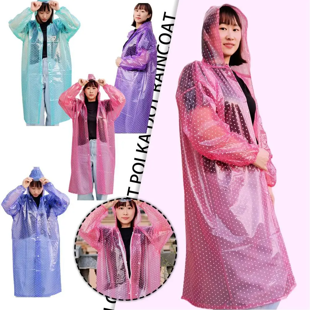 Outdoor Crystal Fashion Long Jumpsuit Polka Dot Raincoat For Men Women Long Thick Outdoor Tea Picking Walking Travel Raincoat