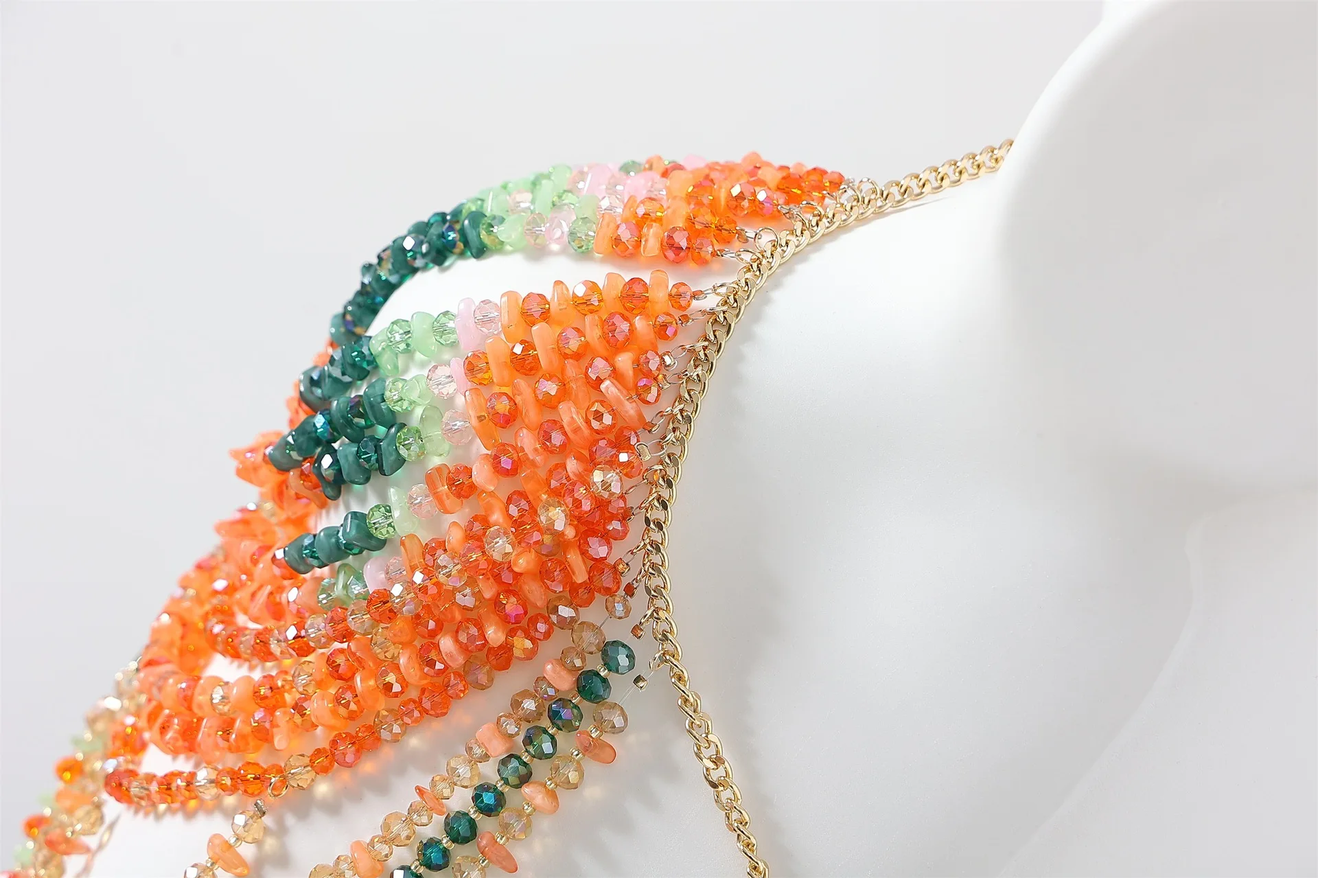 Beaded Hot Girl, Body Chain, Chest Accessories, Hanging Neck, Outer Top, Trendy Women'S Bra, Sexy And Colorful Bead Strapless