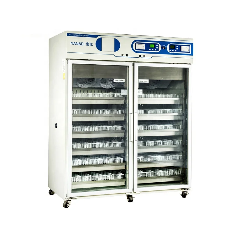 2 door locking medical blood bank refrigerator