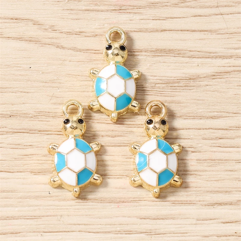 10 Stück 10x18mm Cartoon Emaille Tier Schildkröten-Anhänger für Schmuckherstellung Ohrringe Halsketten DIY Handgemachte Bastelarbeiten Zubehör – Detail 6