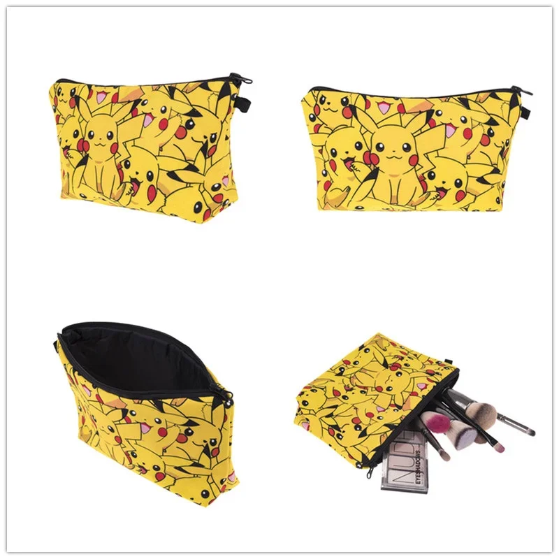 Anime Pokemon Pikachu borsa cosmetica borsa cosmetica da viaggio borsa da toilette impermeabile borsa da viaggio borsa da donna borsa da bellezza