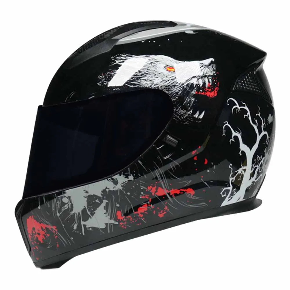 Red Werewolf Full Face Racing Helmets Wear-Resistant Motorcycles Accessories Breathable Motocross Kask Anti-Fall Head Protection