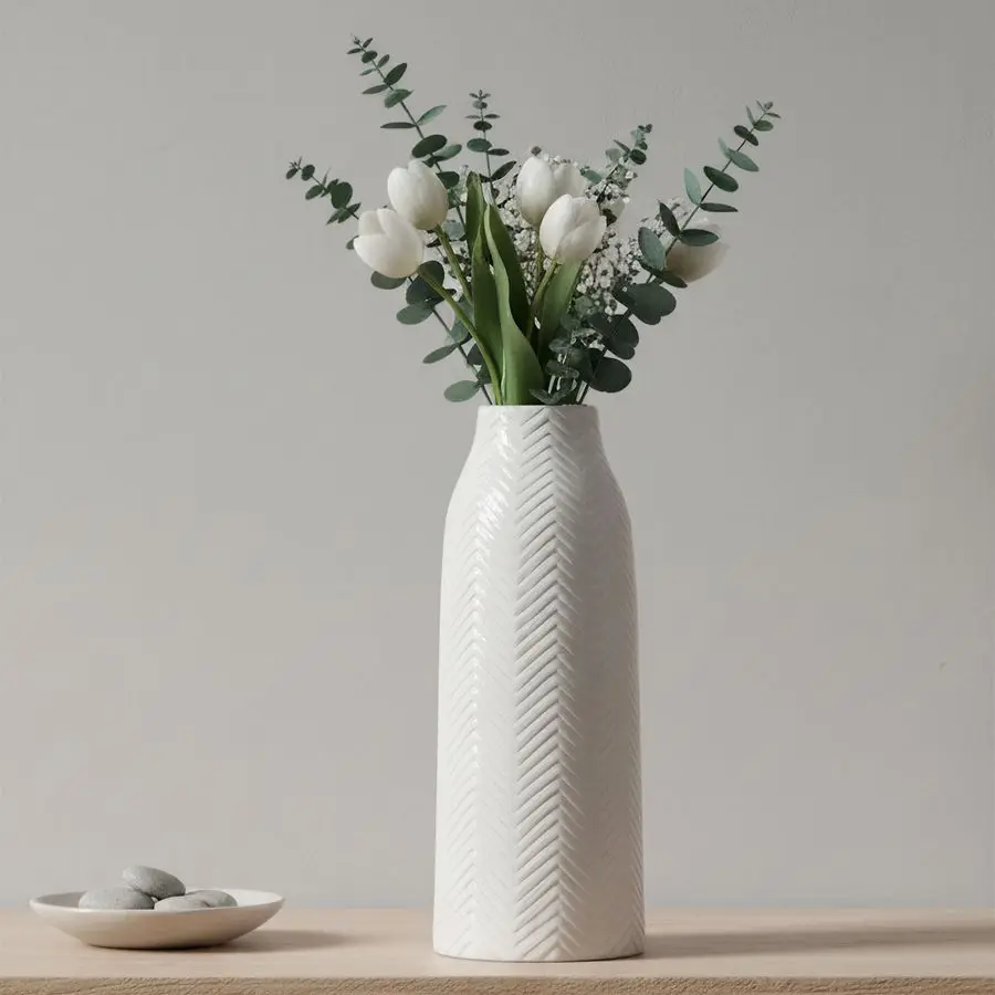 

Large White Vase for Flowers Ceramic Vase for Home Decor Tall Vases for Your Floor Kitchen Office Living Room Table Customizable
