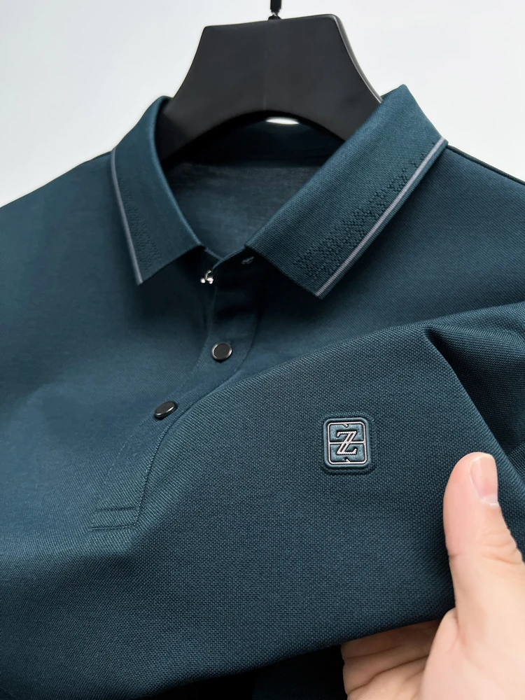 

Summer high-end breathable cotton z-letter embroidered men's short sleeve POLO shirt comfortable silk casual business T-shirt