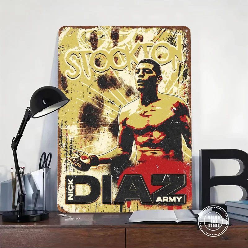 Nick Diaz Army Printed Posters Customizable Wall Art Retro Vintage Metal Tin Signs for Home Room Setup Decorations Custom Sign