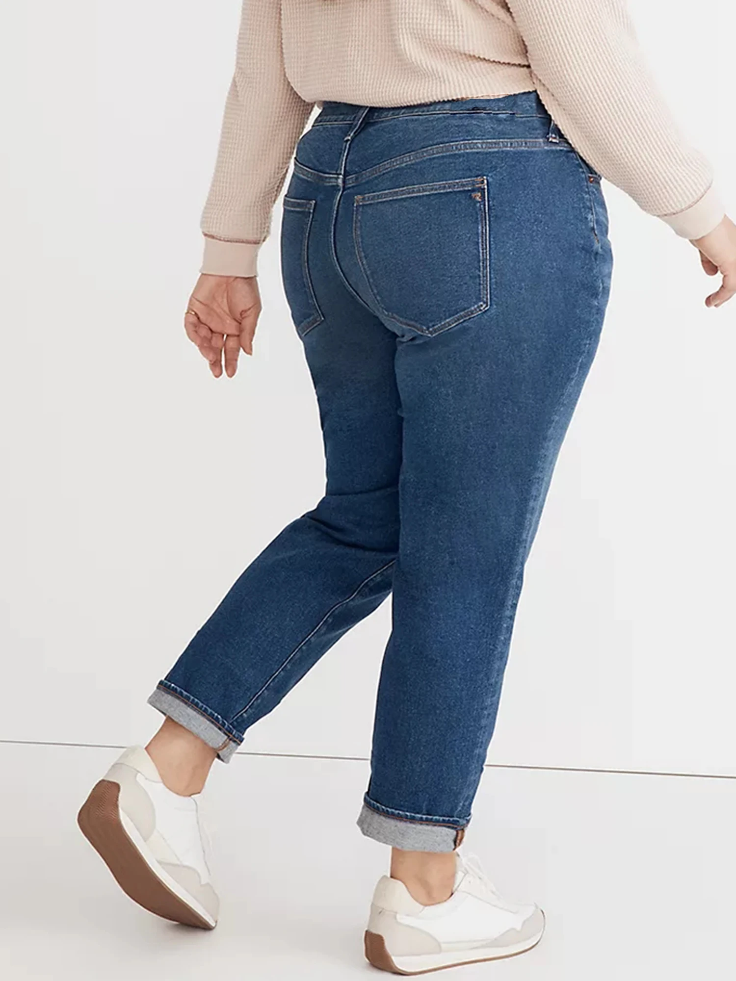 Plus Size Straight Jeans for Women High Waist Stretchy Washing Full Length Women Denim Jeans 100kgs Mom Jeans Straight Jeans