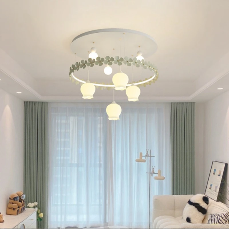 

2023 Modern Living Room Ceiling Lamp Simple Cream Wind Bedroom Study Chandelier Creative Intelligent LED Indoor Decoration Lamps