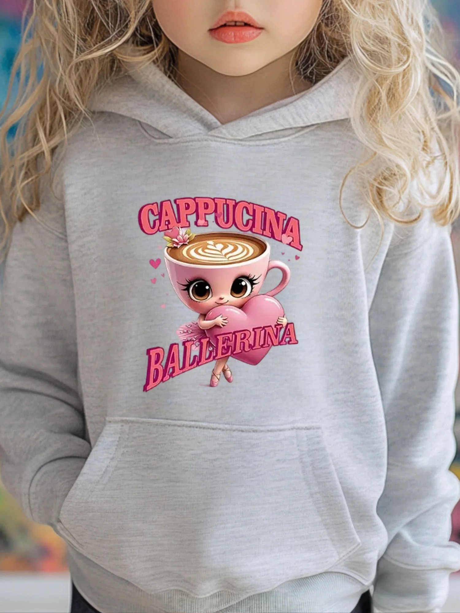 

Girls' and boys' casual and fashionable hoodies autumn and winter sweatshirts for young people with "Ballerina Cappuccino" print