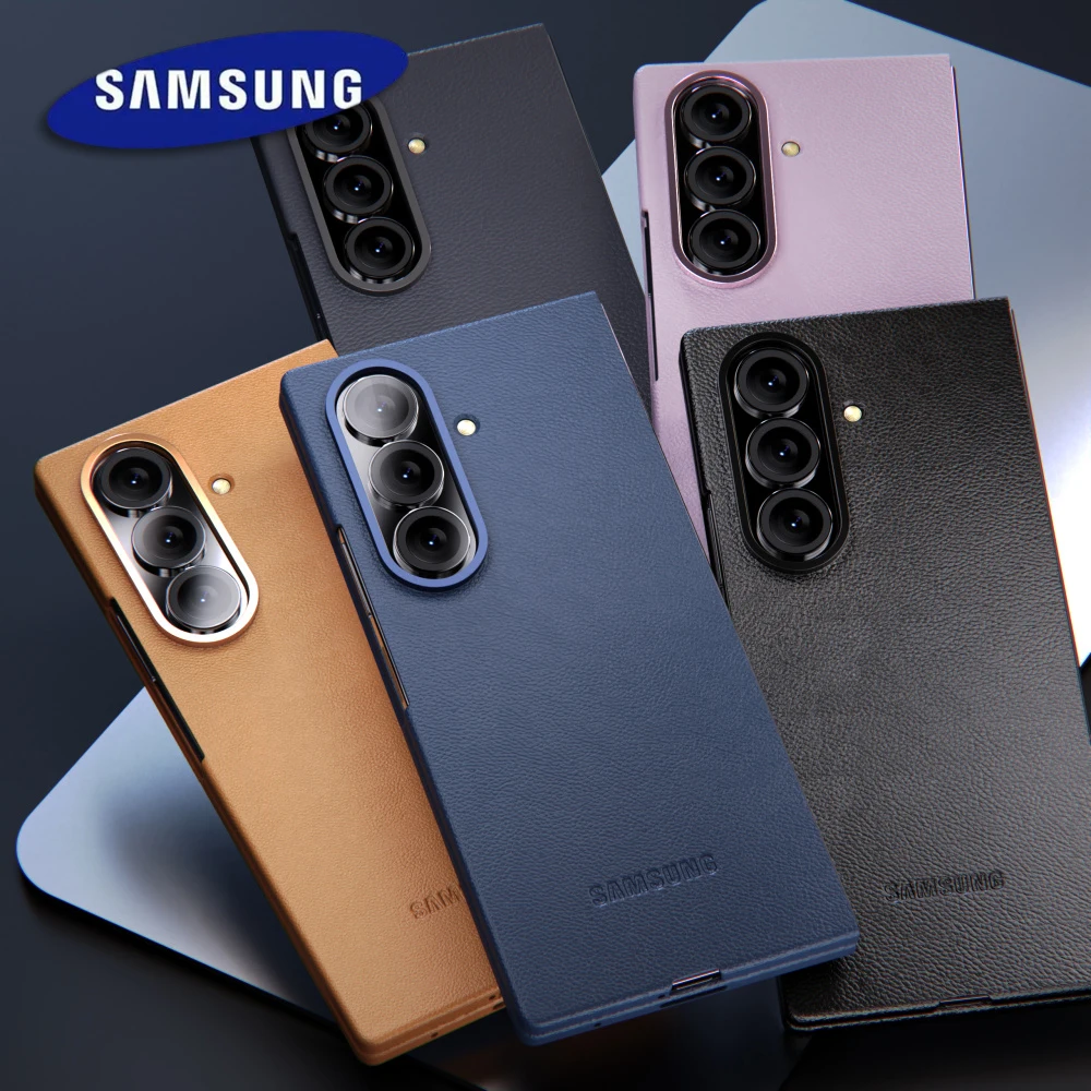 Original Für Samsung Galaxy Z Fold7 Leder Fall Z Fold6 Fold5 Luxus Business Textur Schutzhülle Telefon Schutzhülle Zurück Abdeckung