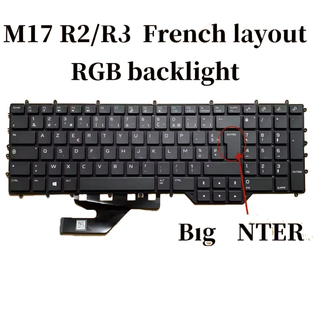 

FR French with RGB Backlight Laptop Keyboard For Dell Alienware M17 R2 M17 R3 KM9VD 0KM9VD