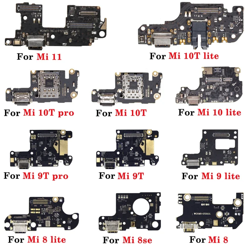 

1pcs NEW USB Charging Port Flex For Xiaomi Mi 8 9 10 11 8T 9T 10T 10T lite pro SE Dock Charger Mic Connector Flex Repair Parts