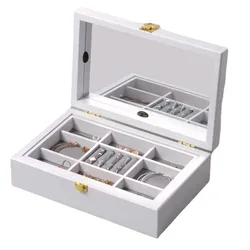 Wood Jewelry Box Velvet Tray Ring Necklace Earrings Jewelry Boxes Organizer Bangles Display Women Trinkets Separator Storage