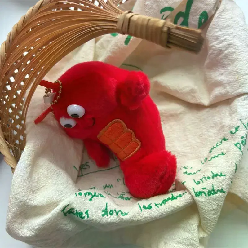 [JT] 1/2 szt. Uroczy, zabawny pluszowy brelok z homarem z mięśniami, symulacja jedzenia, wypchana lalka, zawieszka do plecaka, ozdoba do torby, prezent dla pary