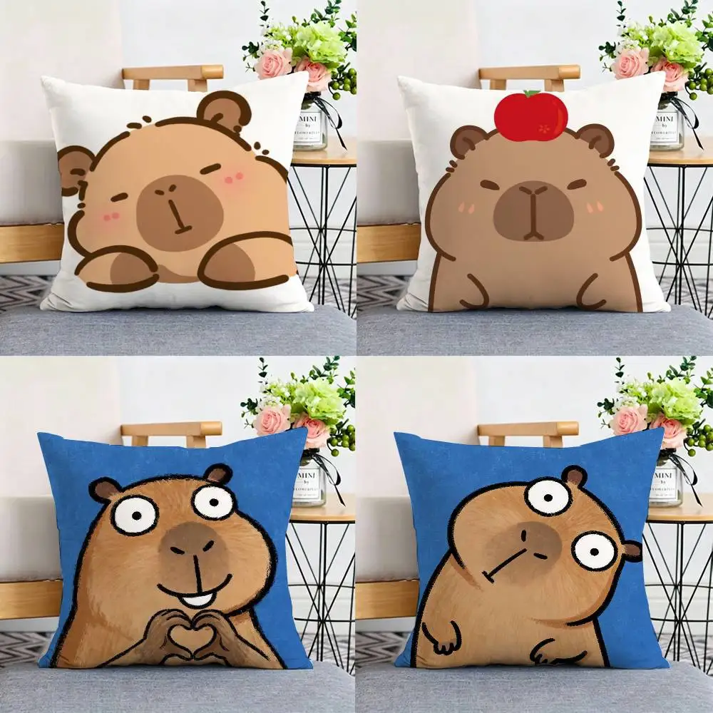 

Kawaii Capybara Cute Double-sided print Pillow Case Cushion Cover Throw Pillow Case For Car Sofa