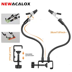 NEWACALOX Metal Welding Holder, 2PCS Flexible Arms Soldering Third Helping Hand PCB Stand Clamp Table Spring Tube Repairing Tool