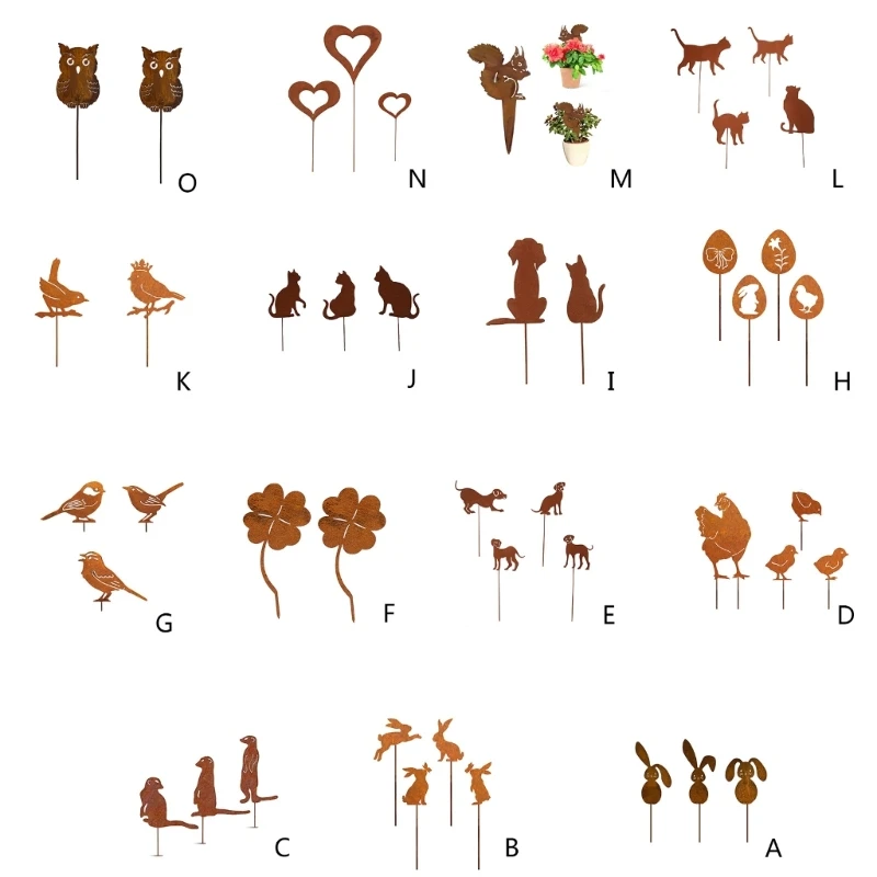 Metal Rusted Animals Garden Stake Artificial Metal Garden Art for Lawn Garden Decorations Outdoor Backyards Decors Dropship