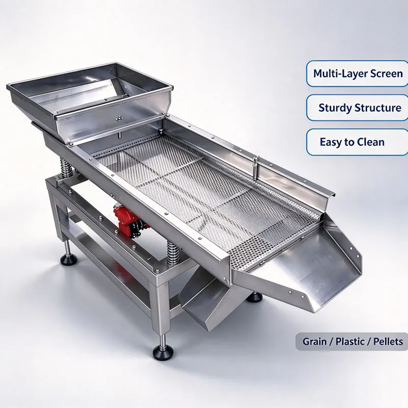 Vibrating Sieve Machine 50*200cm Stainless Steel Electric Linear Screen Particle Soybean Seed Sorting Machine Replace mesh
