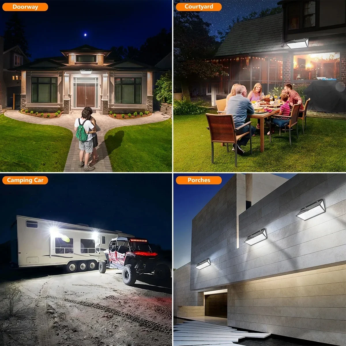 Luces solares impermeables para exteriores con Sensor de movimiento luz de inundación 258LED con 3 modos IP65 lámpara de pared de seguridad Solar impermeable