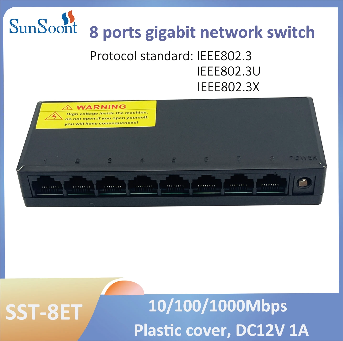 

5/8 Ports Ethernet Switch 10/100/1000Mbps Desktop Gigabit Network Switch Adapter RJ45 Ethernet Switch Auto MDI/MDIX Fast Switch