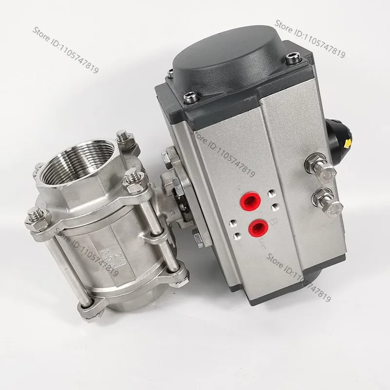 Pneumatic threaded ball valve Q611F-16 stainless steel 304 three piece threaded port dn25 32 40 50 60 80