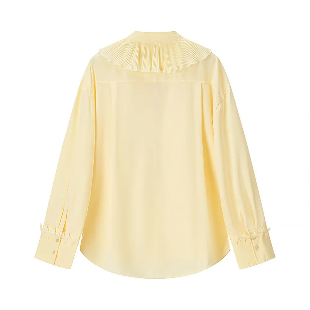 LIBIELIY Dames Gelaagde Decoratieve Shirtrok Effen Kleur Decoratie Lente/Zomer Nieuw Product Casual Dameskleding