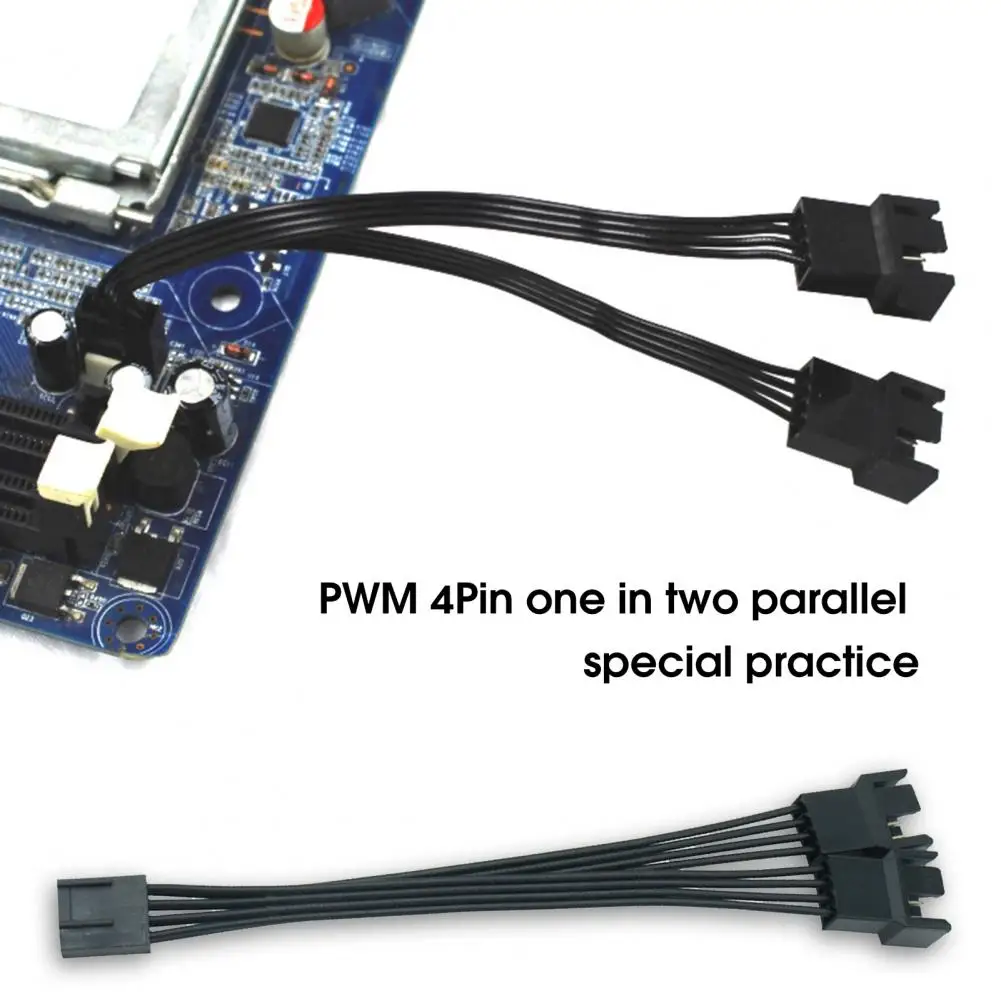 Useful Plug and Play 1 to 2 4 Pin PWM Fan Extension Cable Anti-winding Easy Installation PWM Fan Hub Cable for Desktop