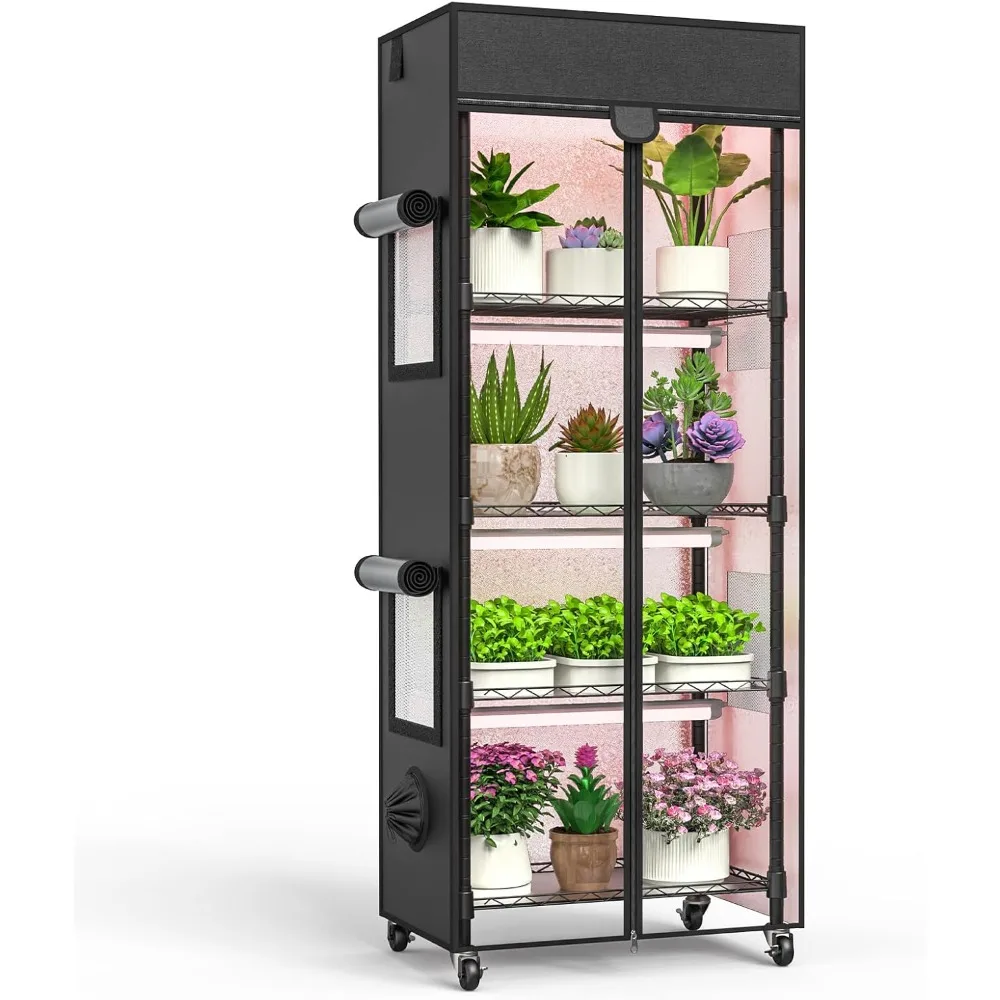 

5-Tier Indoor Greenhouse with 96W Full Spectrum Grow Lights, Dimensions 23.2L×13.3W×61.3H