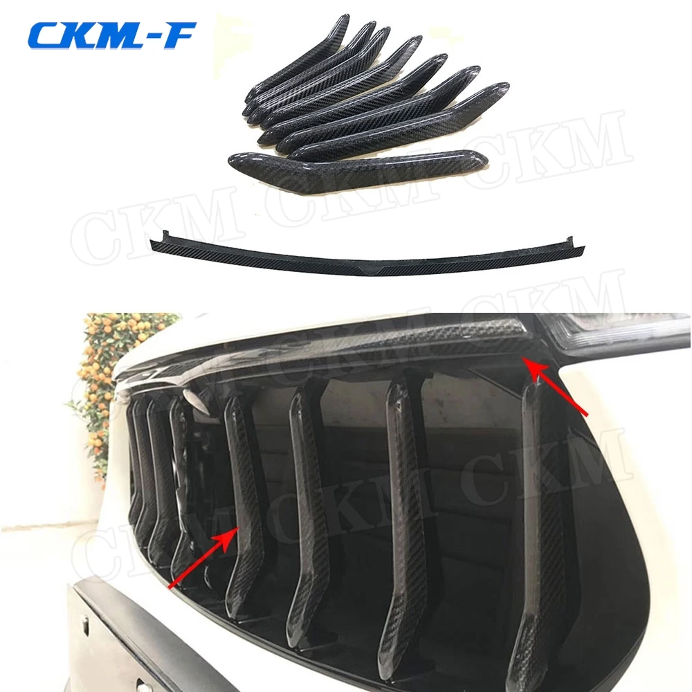 Carbon Fiber Front Grill Trim Strips Grille Mesh Vertical Bar Frame for Maserati Levante 2016-2019 Exterior Moldings Stickers