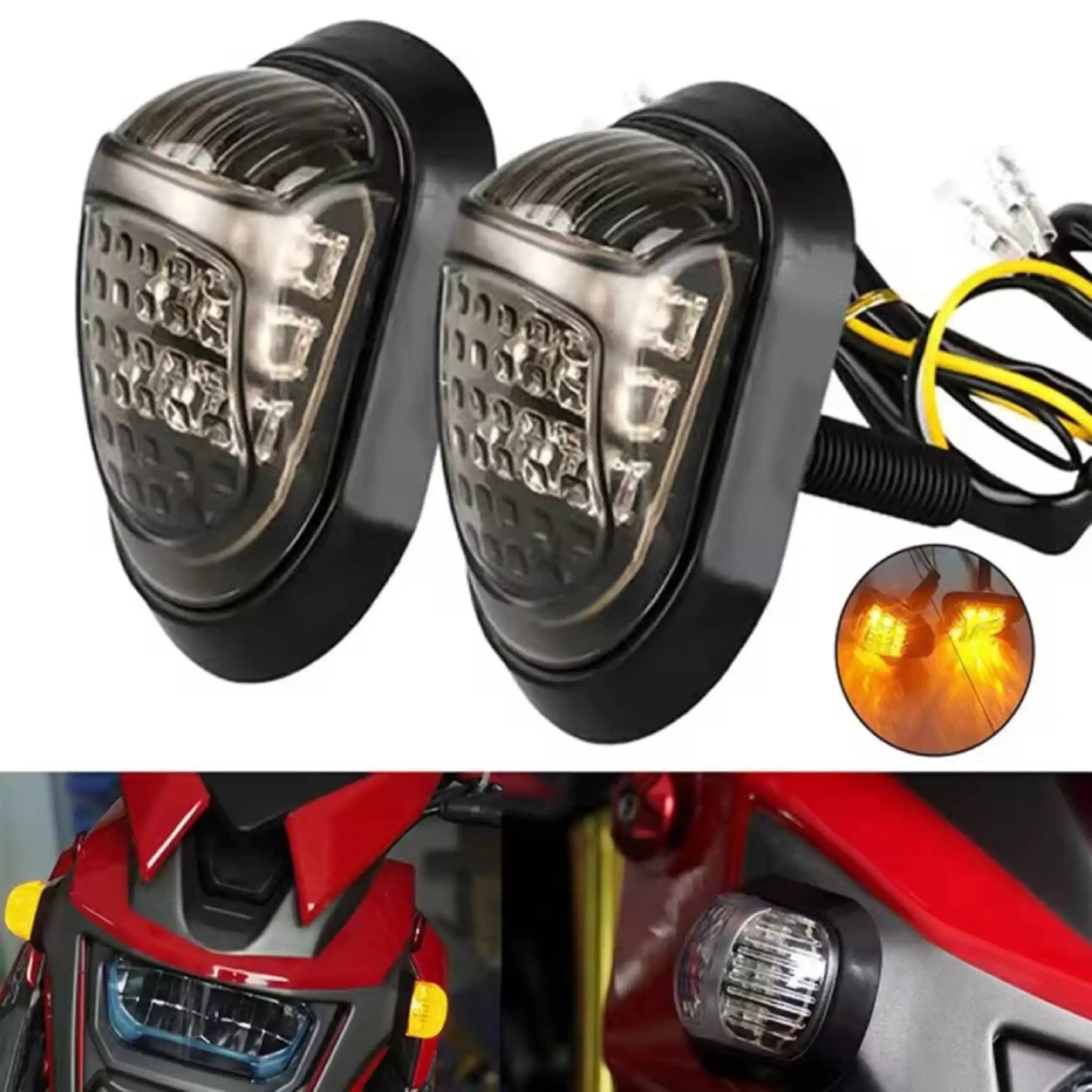 Luz Intermitente LED Universal para Motocicleta, 12V, Impermeable, Luz Trasera, Accesorios para Lámparas, Indicador de Dirección, Luz Intermitente Ámbar