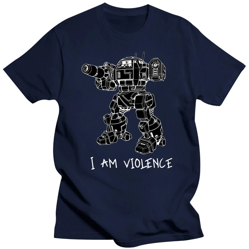 I Am Violence Urbanmech T Shirt 100% Pure Cotton Battletech Urbanmech Vtuber Adult Commentary Creative Trending Vintage Cool