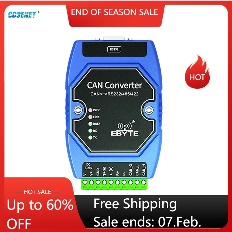 CAN to RS485 RS232 RS422 CANBUS Serial Protocal Converter 2-Way Transparent Data transmission CDSENET ECAN-401S CAN 2.0 Modbus