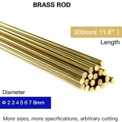 Barre droite en laiton solide, diamètre 2-16mm, longueur 300mm, haute qualité, 2mm, 3mm, 4mm, 5mm, 6mm, 7mm, 8 mm