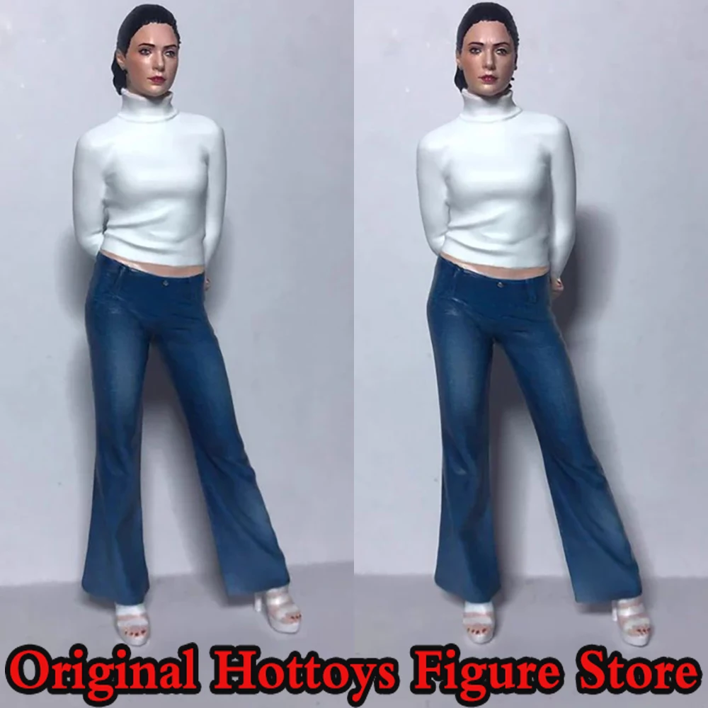 

In Stock 1/18 Scale Soldier Casual Jeans White Sweater Beauty Mini Painting Sculpture Full Set About 9cm Action Figure Doll